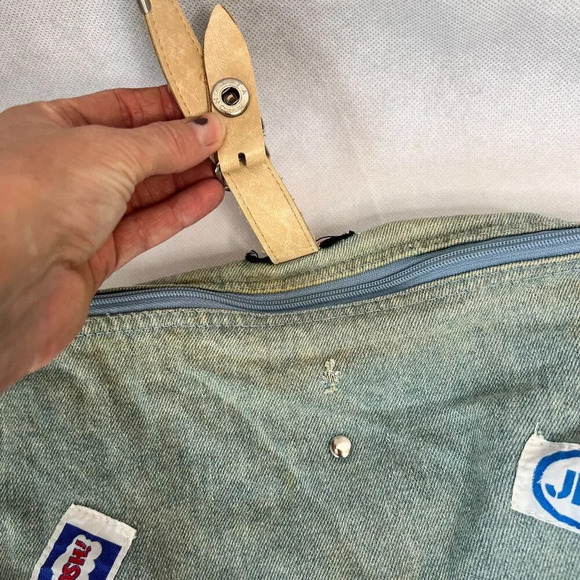 Vintage Holiday Fair Faded Blue Jean Denim Hobo Crossbody Jetbag - Picture 6 of 12